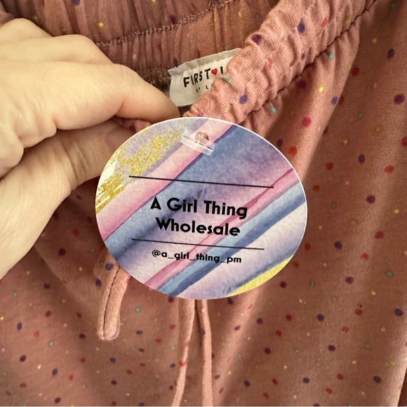 NWT First Love Pink Polka Dot Lounge Pants Size Medium - Picture 7 of 11